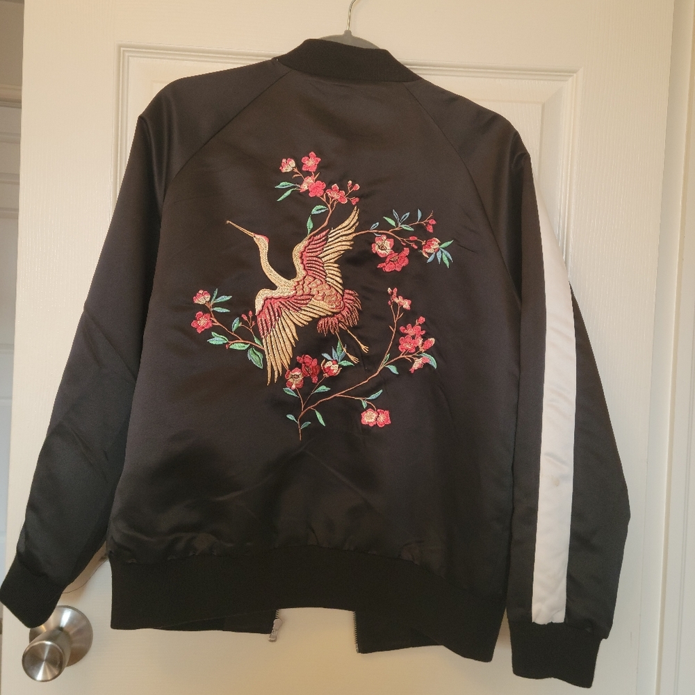 Embroidered Polyester Bomber Jacket